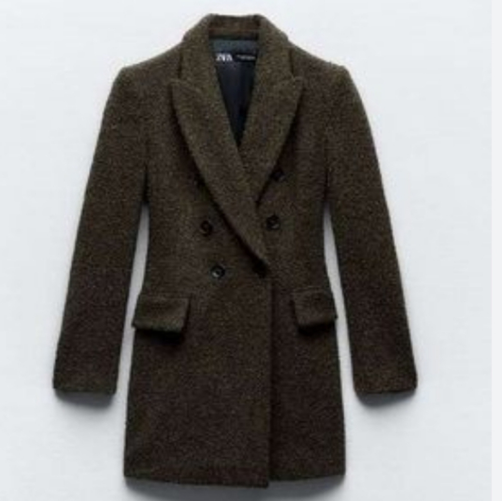 Zara Long Buttoned Bougle Double Breasted Blazer Coat SZ- Medium - Picture 4 of 8
